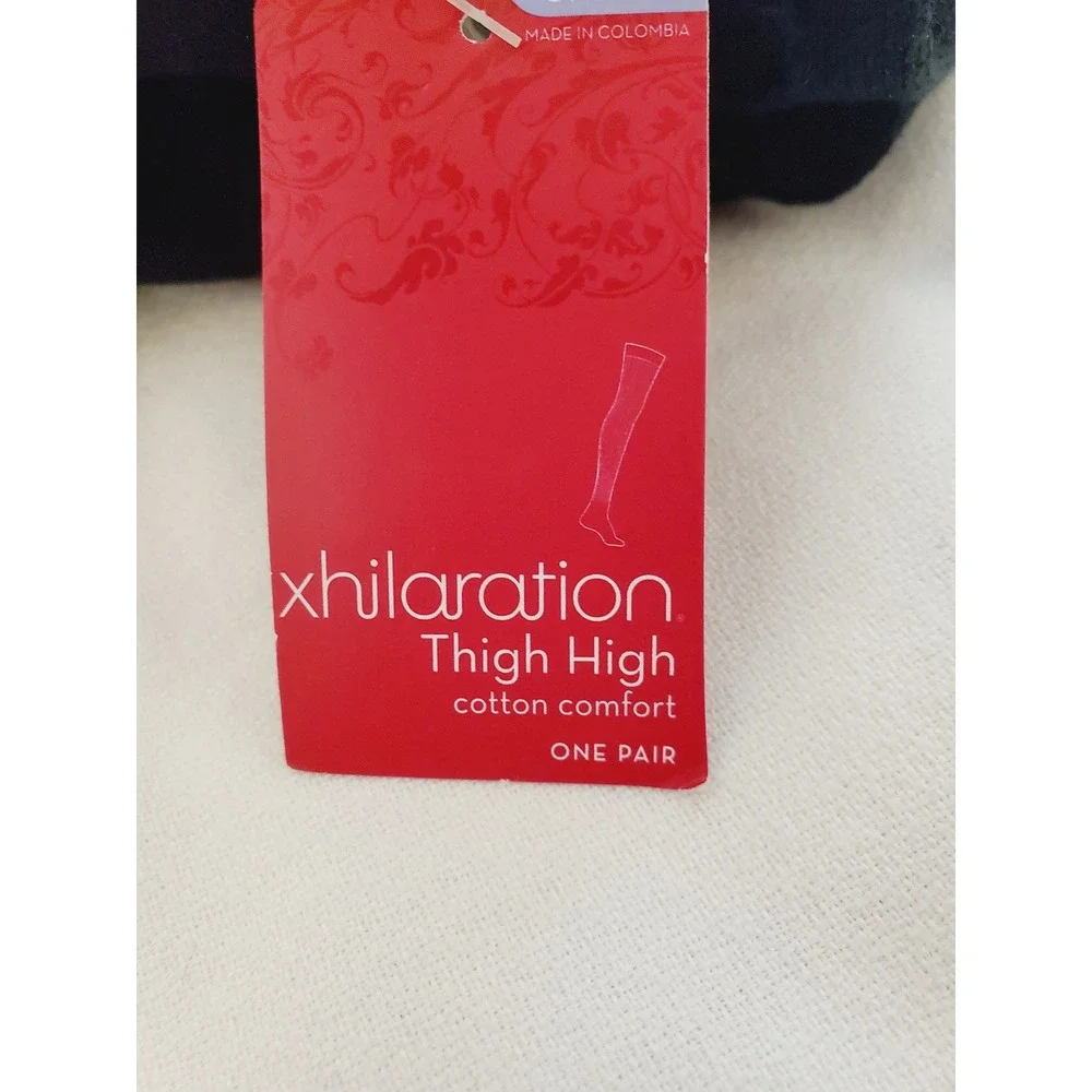 Xhilaration Black Thigh High Socks Cable Knit Cotton Blend NWT 025051554